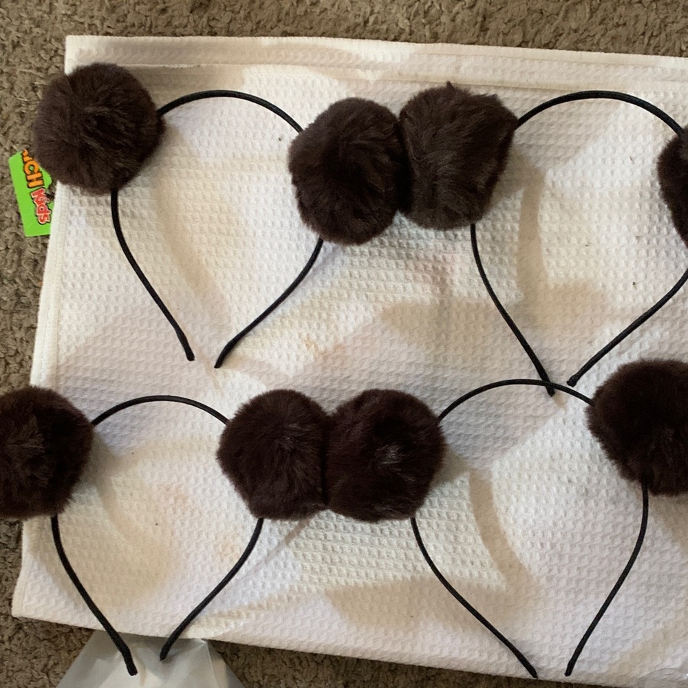 Brown Fuzzy Pom Pom Headbands